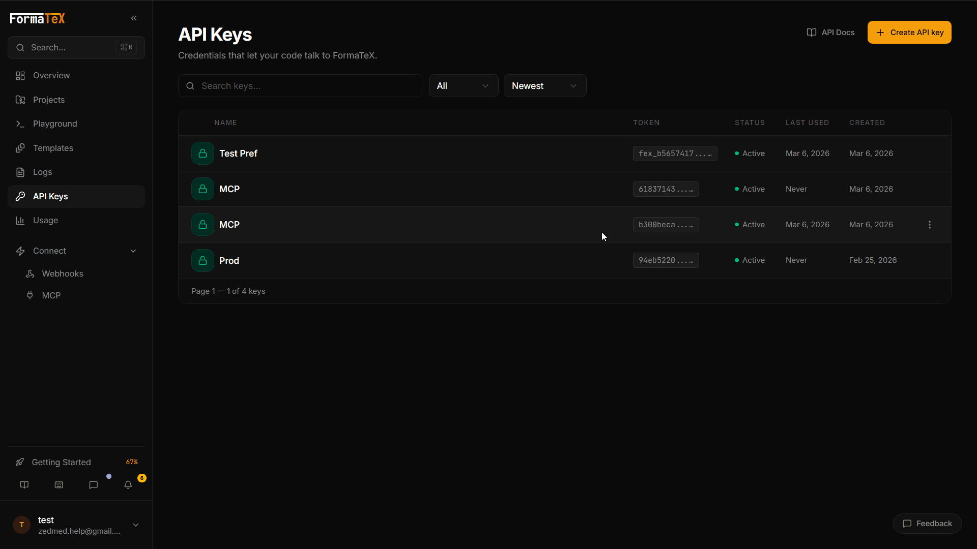 api keys